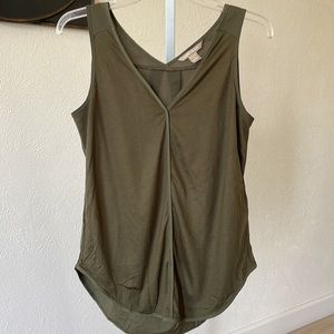 Banana Republic dark olive green lyocell blend contrast tank